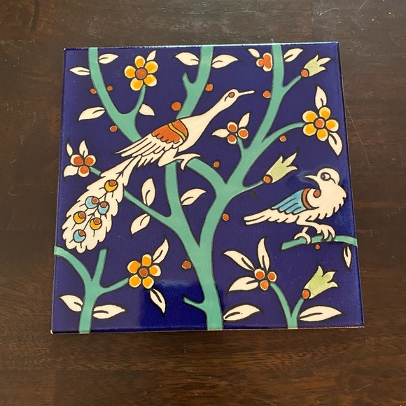 2 Vintage peacock decorative tiles (2) from Jerusalem Pottery - Picture 3 of 6